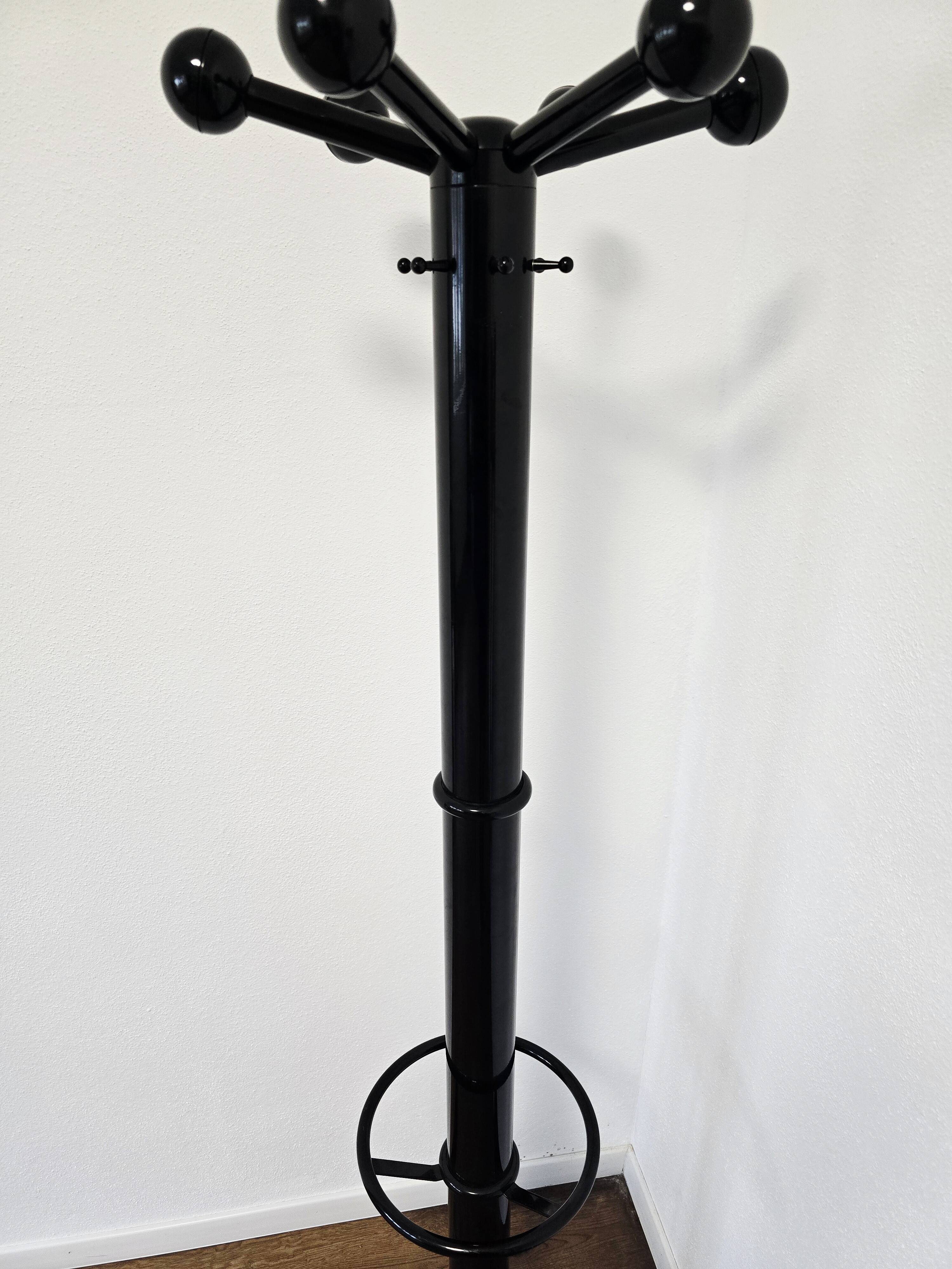 80s Stylish Black Coat Rack and Umbrella Stand