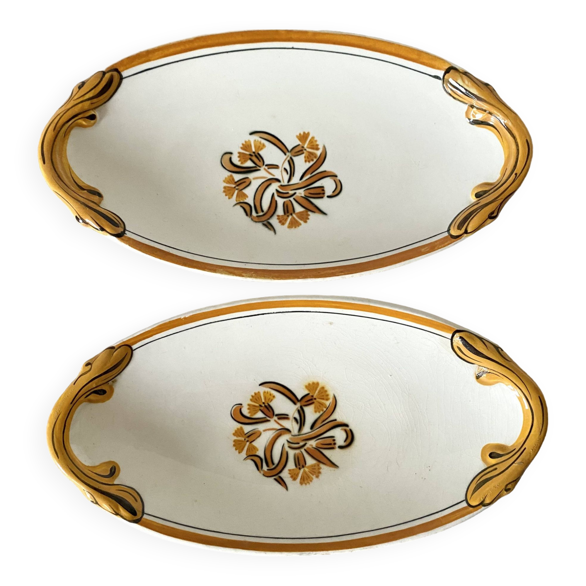 Old 1900 Creil and Montereau eyelet dishes