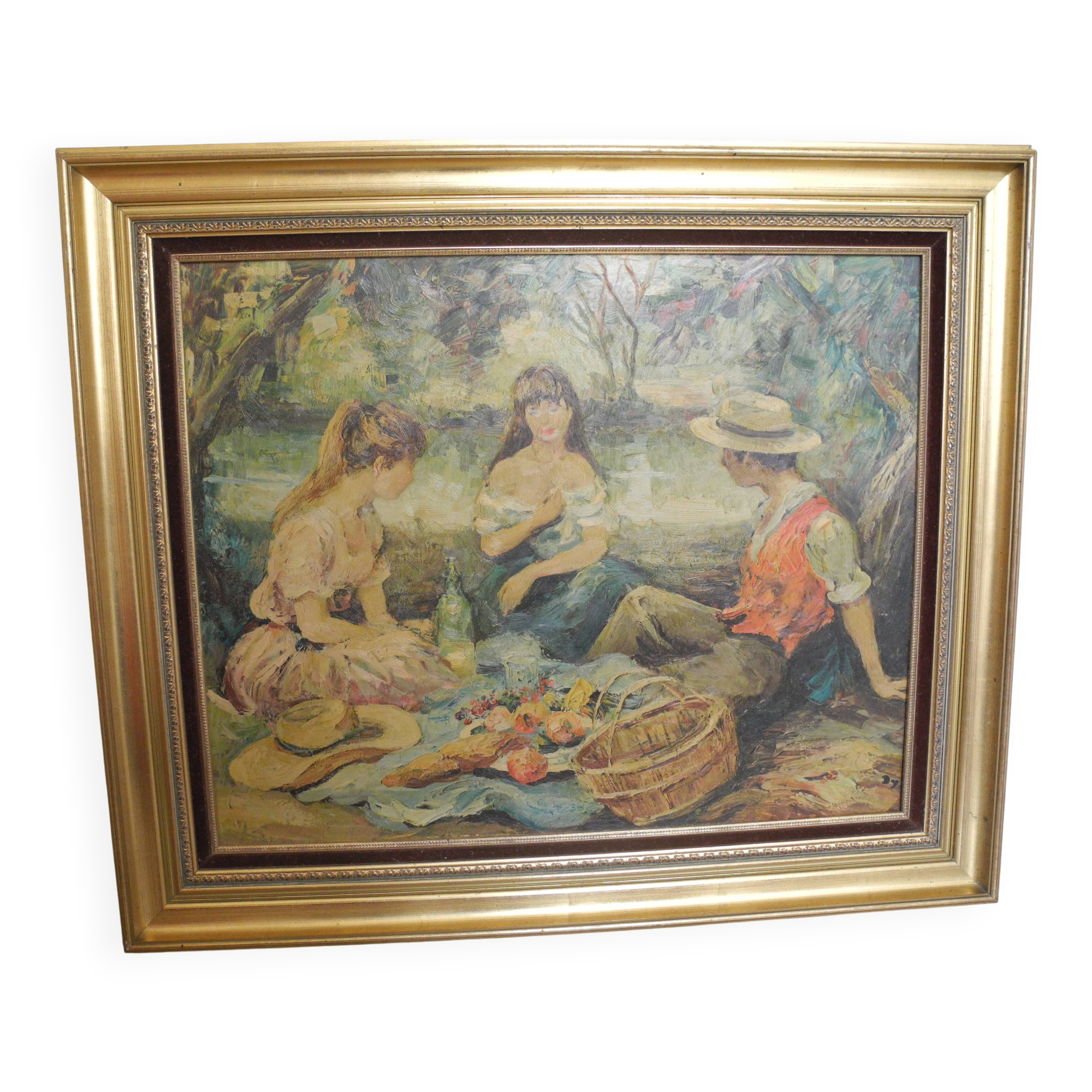 old painting reproduction Marcel Dyf vintage deco repro painting 1960