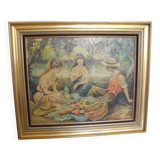 old painting reproduction Marcel Dyf vintage deco repro painting 1960
