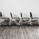 Set of 4 chrome steel rocking chairs, vintage modern 80s design.