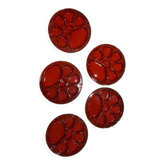 Lot de 5 assiettes à huîtres Vallauris