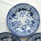 3 dessert plates Creil Montereau, Model Flora: Blue liserons