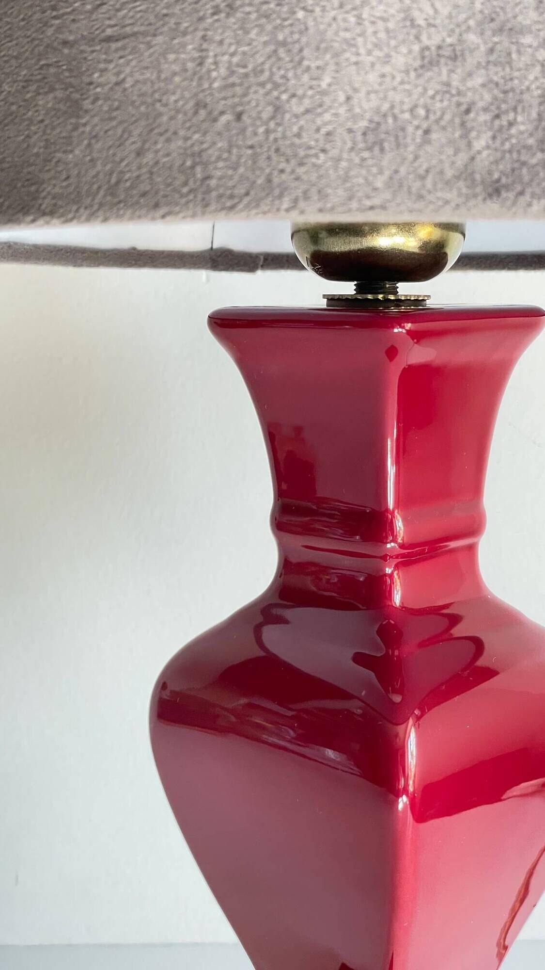 VINTAGE Chic Ceramic and Velvet LAMP