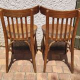 Set of 2 vintage wooden bistro chairs