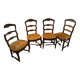 4 x chaises provençal en bois sculpté et paille