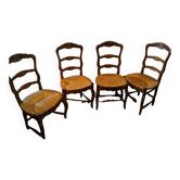 4 x Provencal chairs in carved wood and straw