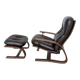 Vintage Panther Lounge Chair with Ottoman / Brown Leather Recliner Armchair