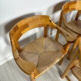 1970s Set of 6 Vintage Pine Dining Armchairs by Rainer Daumiller