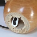 Blond wood lamp, silk lampshade, 70s