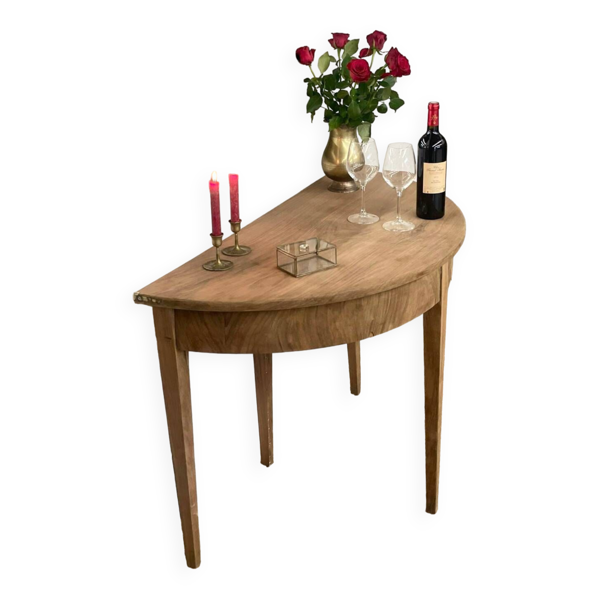 Table ronde pliante en noyer