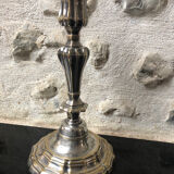 Bougeoir ancien en bronze argenté