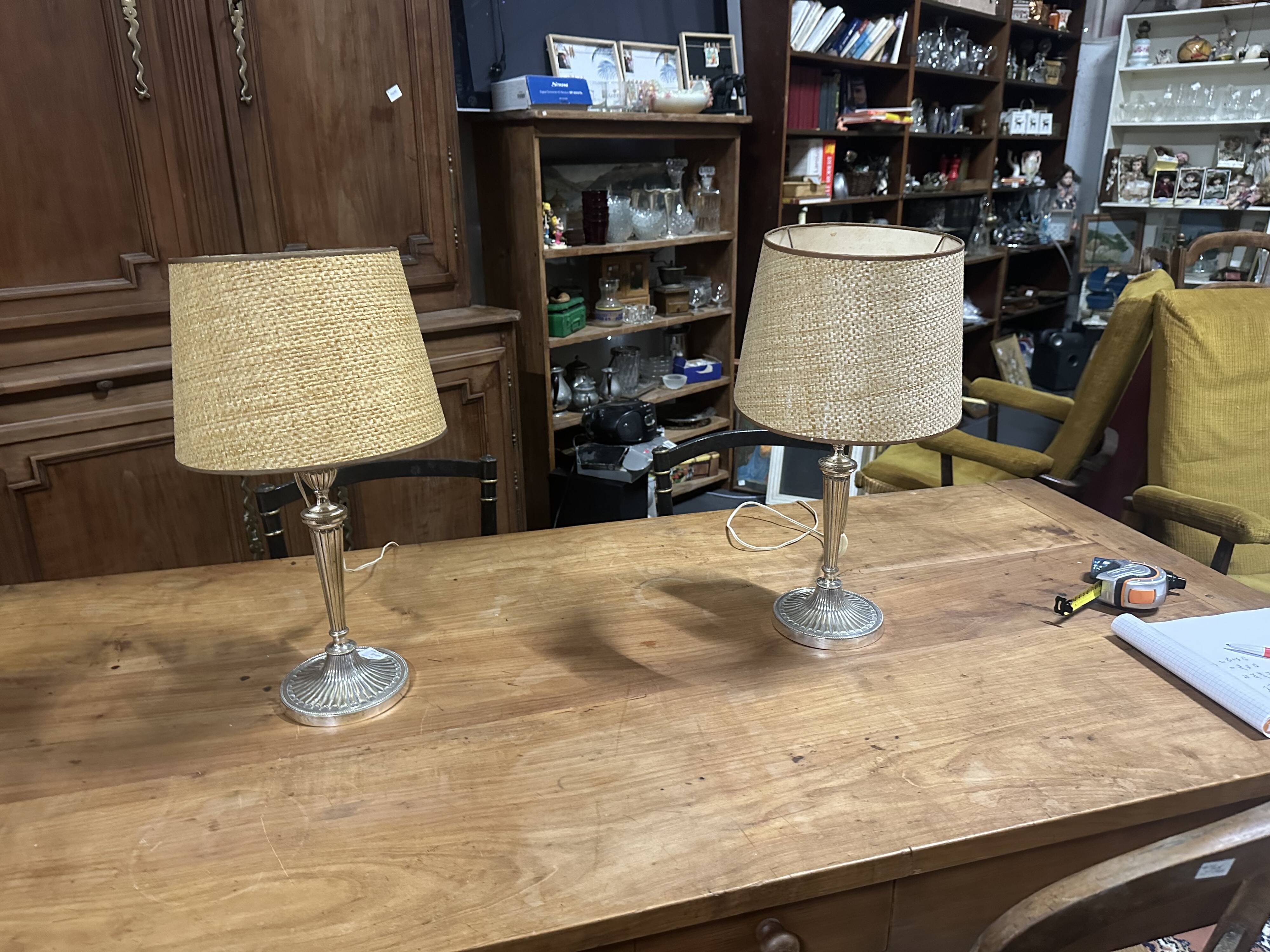 Pair of silver metal torches