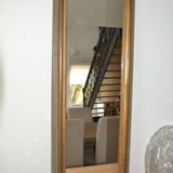 Miroir rectangulaire bois peint sculpté et doré ancien 85,5/31,6