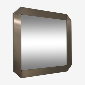Square mirror in brushed steel