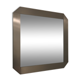 Square mirror in brushed steel
