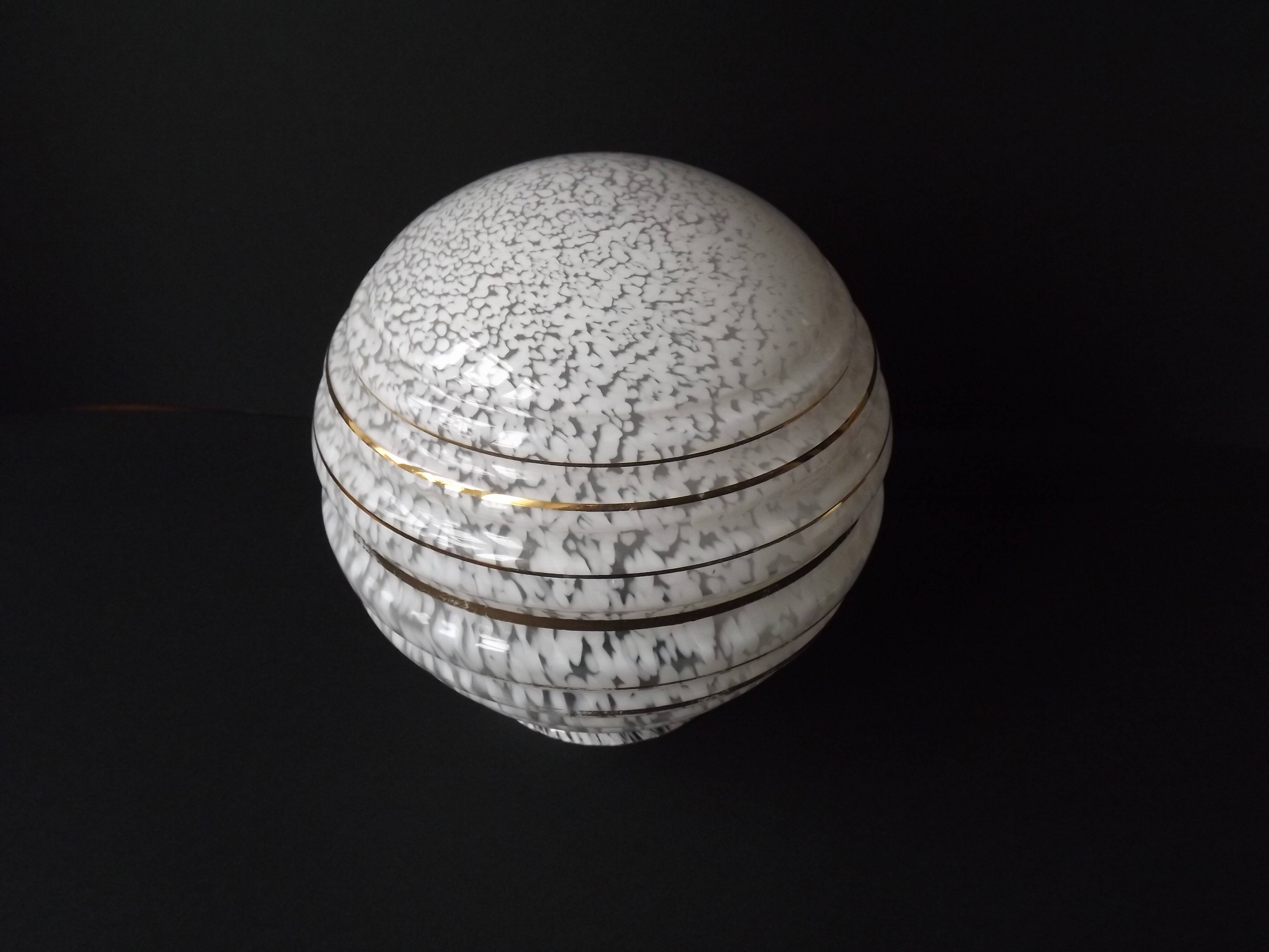 Large French Vintage White and Gold Clichy Glass Replacement Light Shade