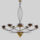 Very large chandelier with 9 metal bulbs and gold leaf cup