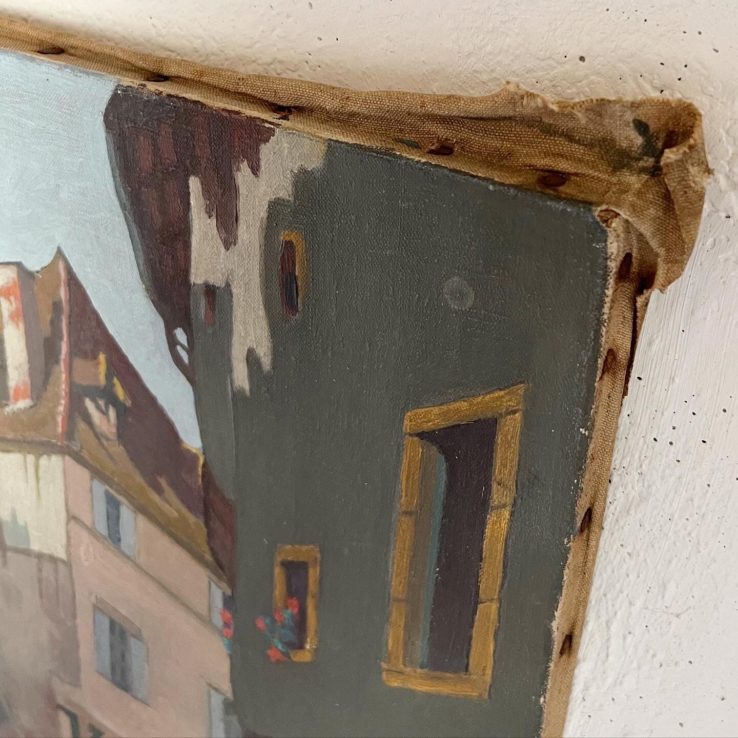 Painting of a French country village