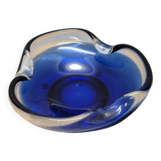 Bol en verre de Murano bleu, années 1990, vintage