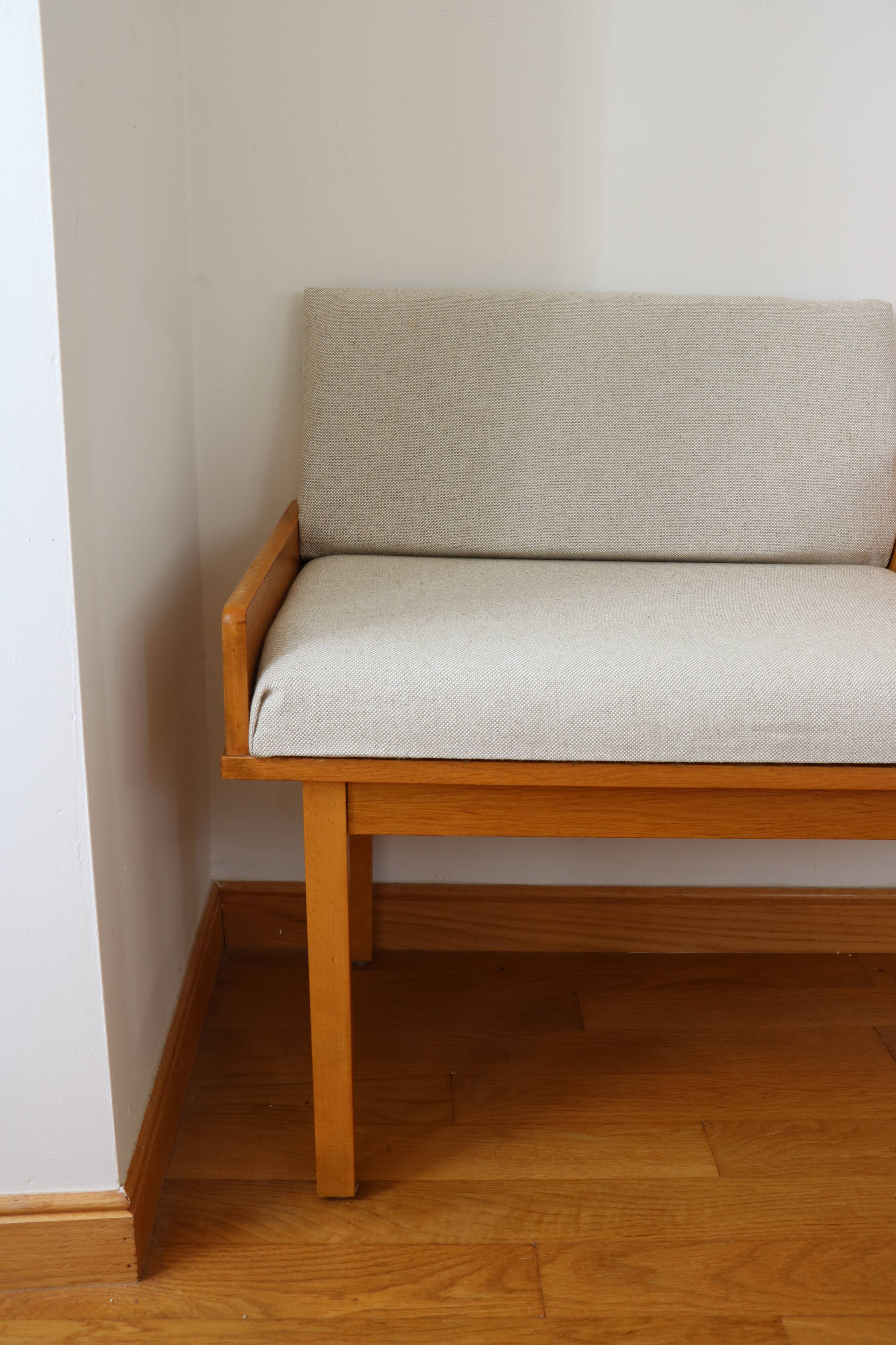 Entry bench, modular Scandinavian telephone bench, teak, 1960.