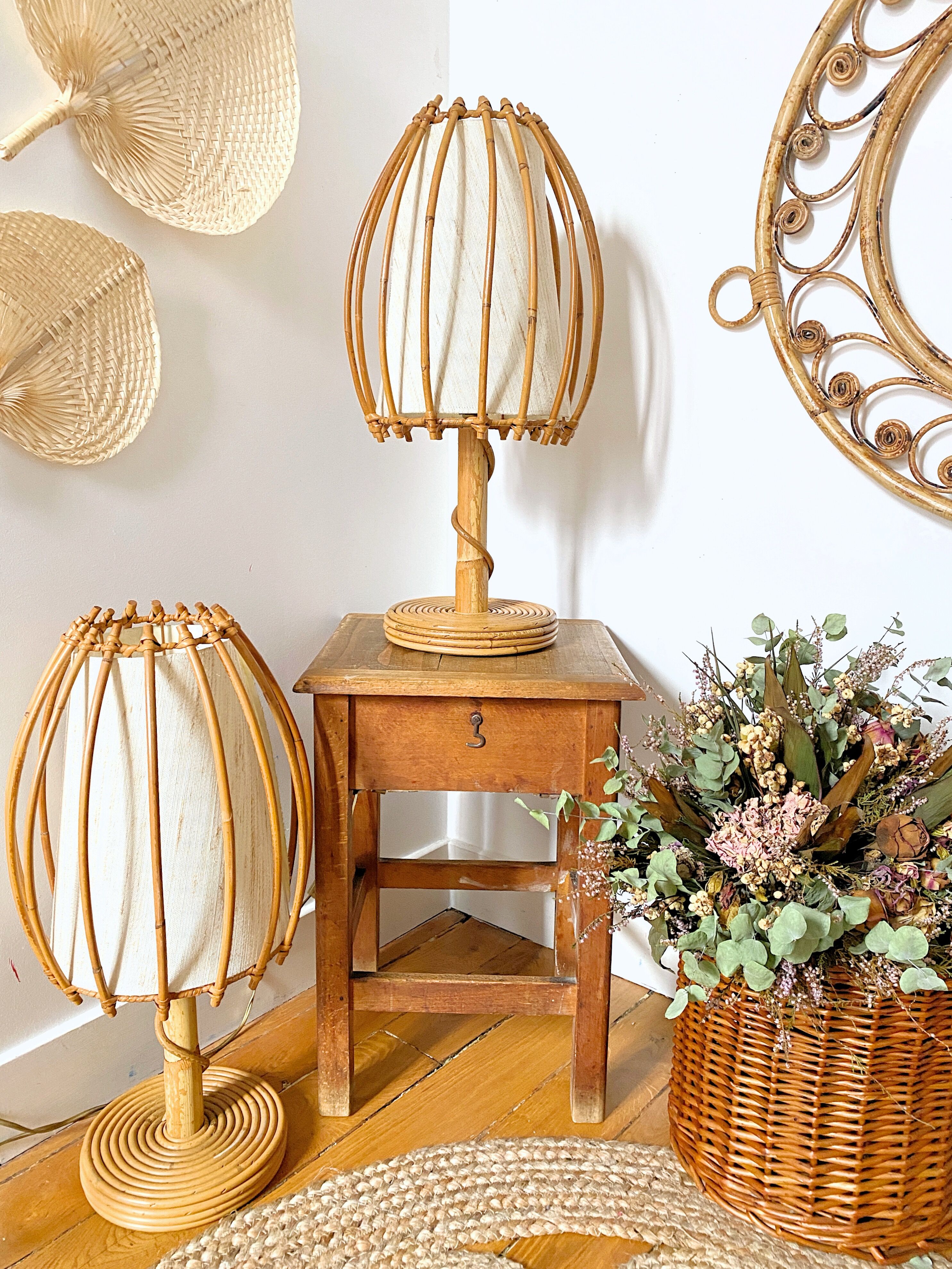 Louis Sognot rattan lamp