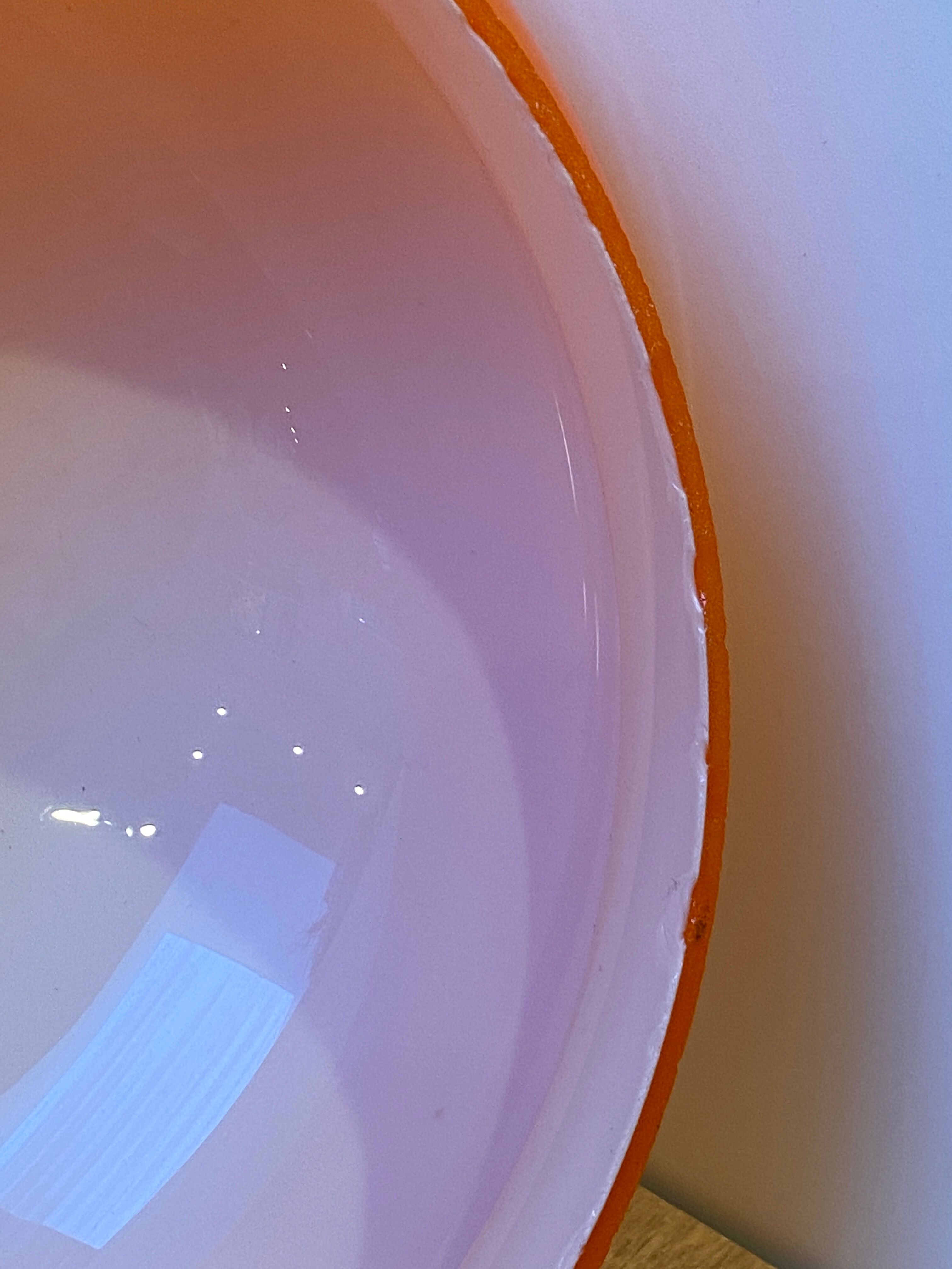 Duo d'abat jour en verre opalin orange vintage