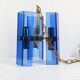 Vintage Italian pendant light in blue glass, Fontana Arte style, 1970s