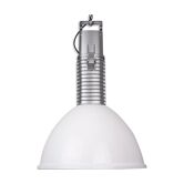 White polish factory pendant lamp from Polamp, 1980s