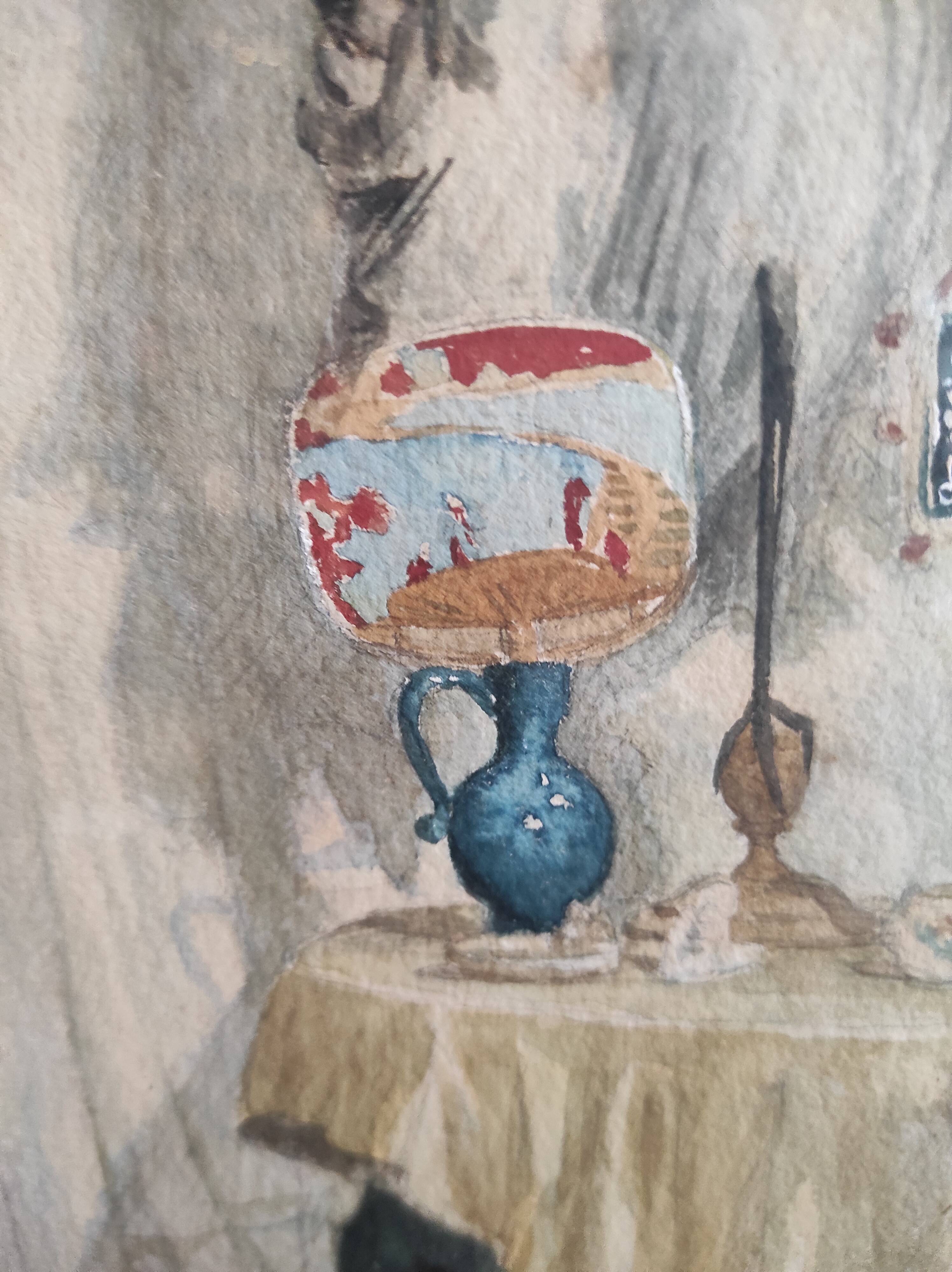 Aquarelle ancienne française, Charles Bruneau (?-1891)