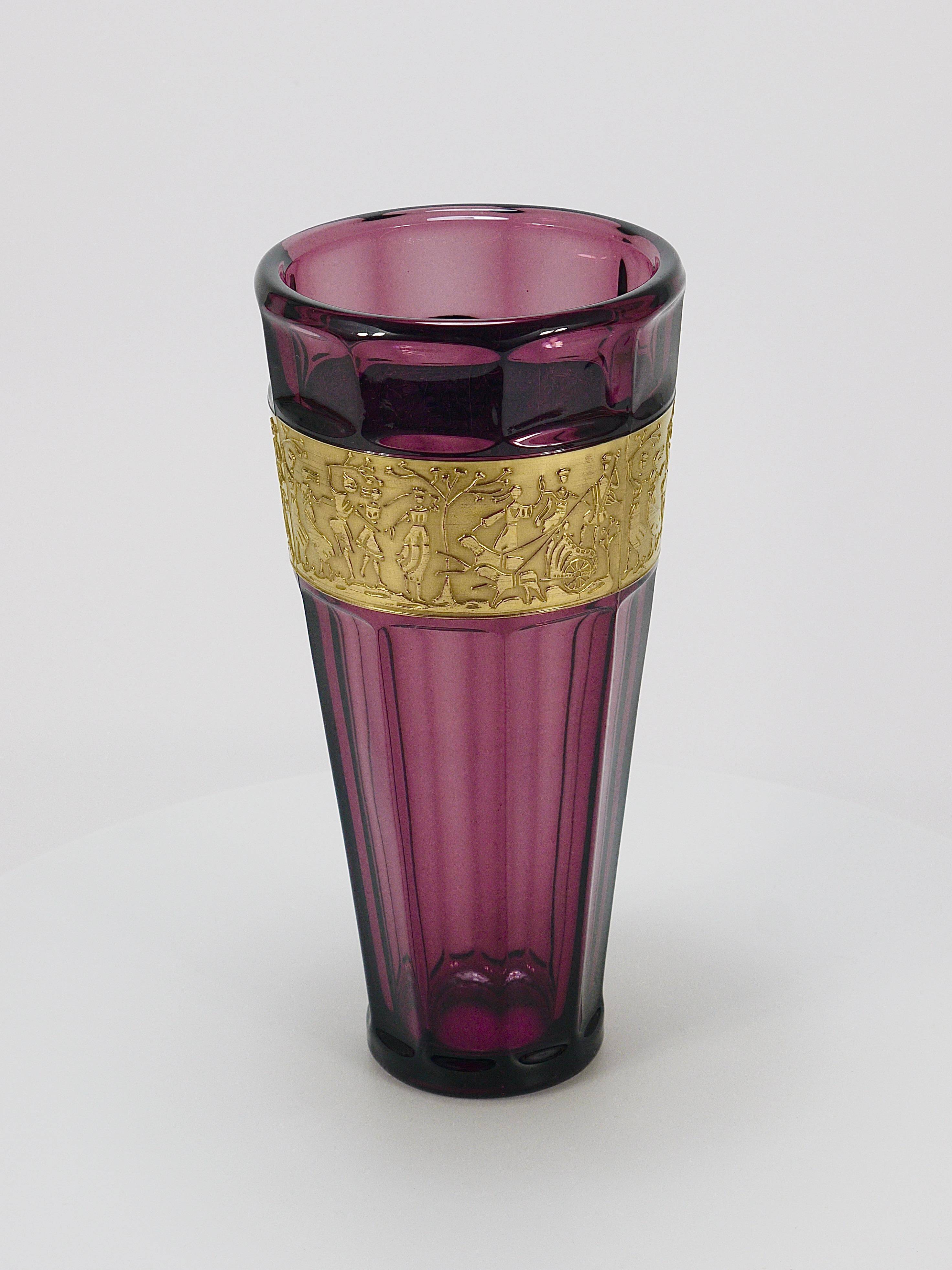 Vase en verre cristal améthyste Art déco Ludwig Moser, série Fipop, Karlsbad, années 1920