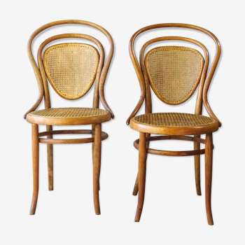 2 Chairs of Vienna KOHN N°41 canned, circa 1885 Bistrot, Bois-courbé