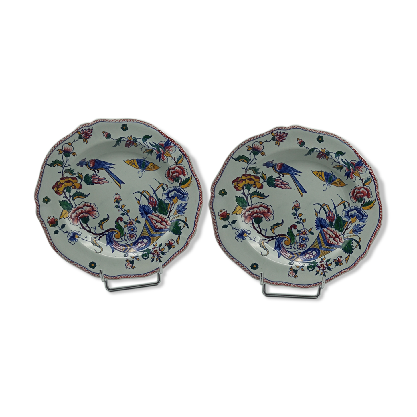 Two plates in faience of Gien cornucopia of plenty