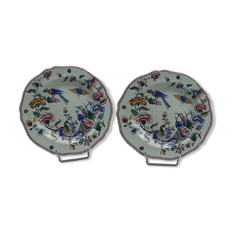 Two plates in faience of Gien cornucopia of plenty
