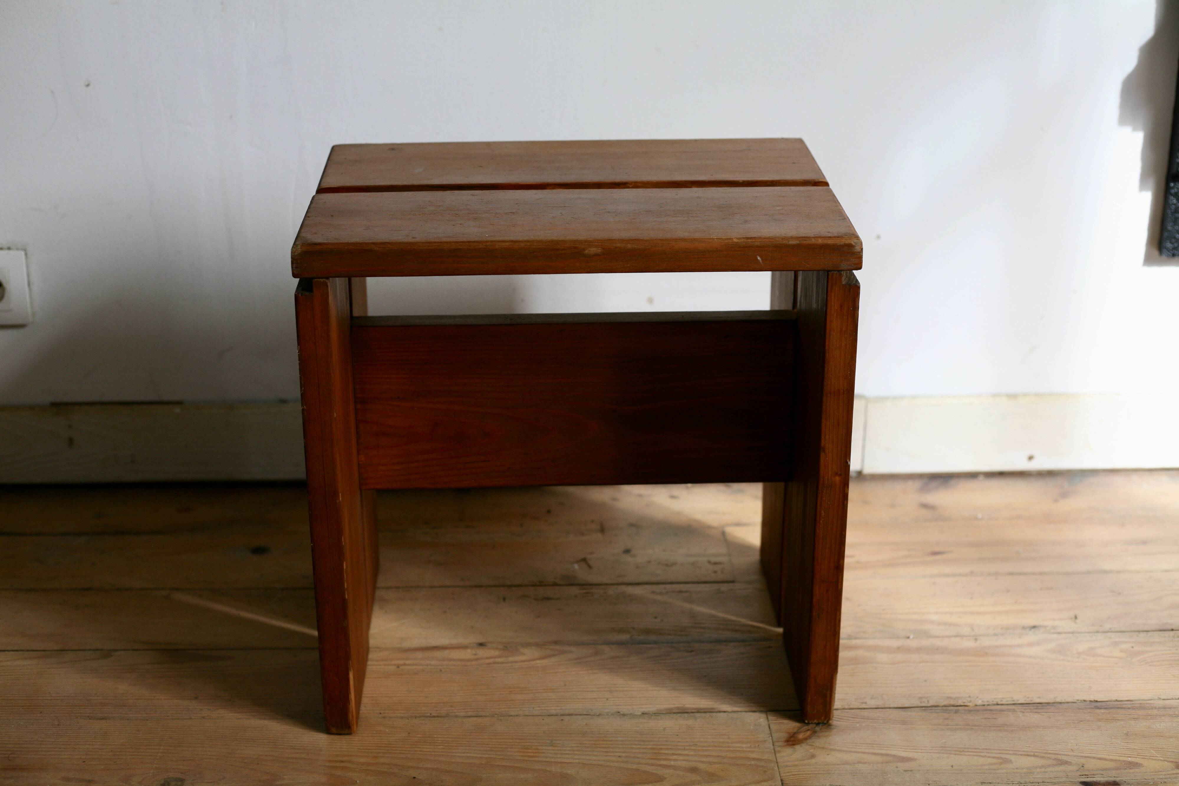 Large stool, selection by Charlotte Perriand for Les Arcs, France, 1960