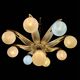 Large Art Deco bronze chandelier with 9 opaline globes, France 1935.