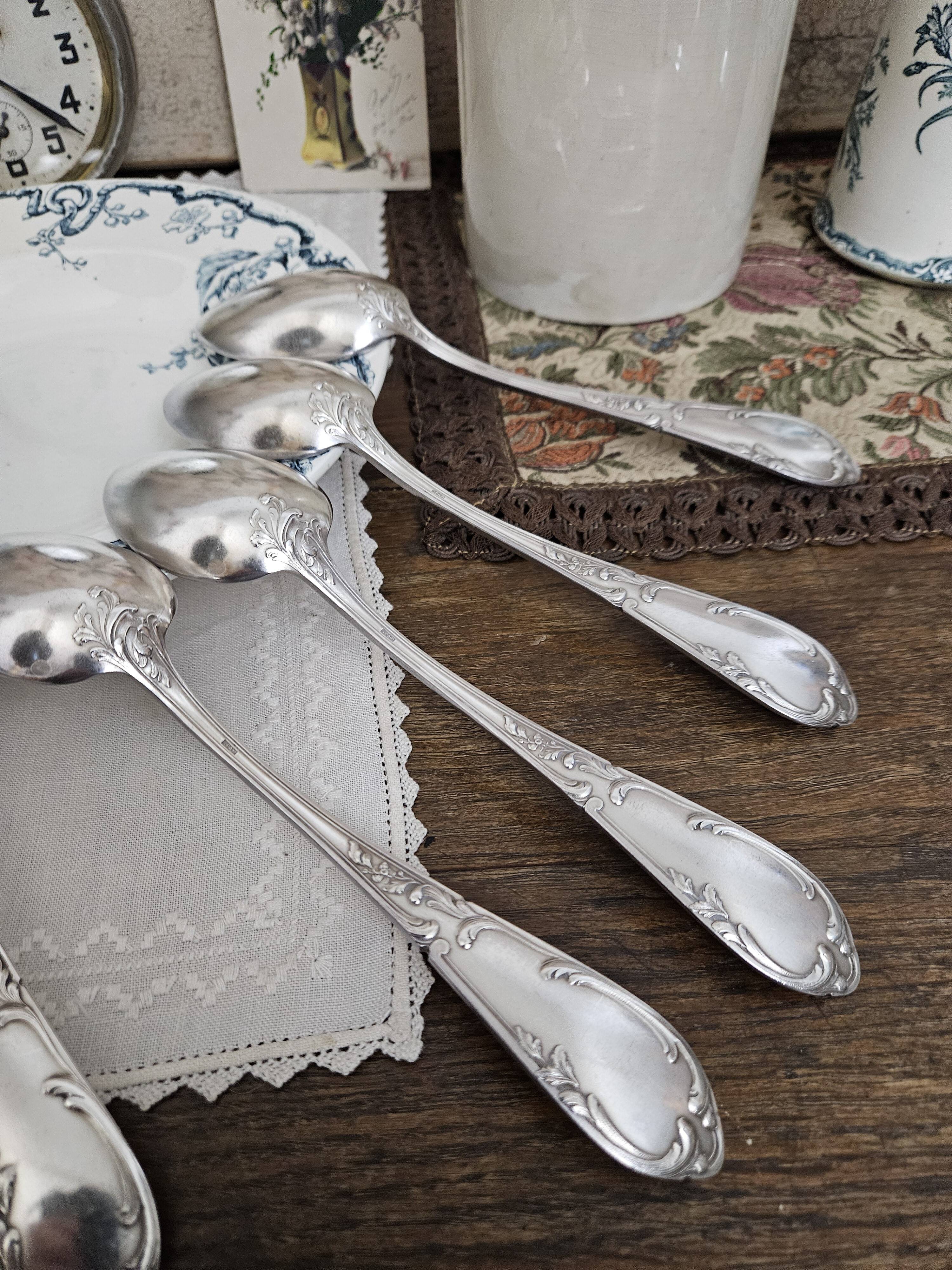 6 silver-plated metal tablespoons
