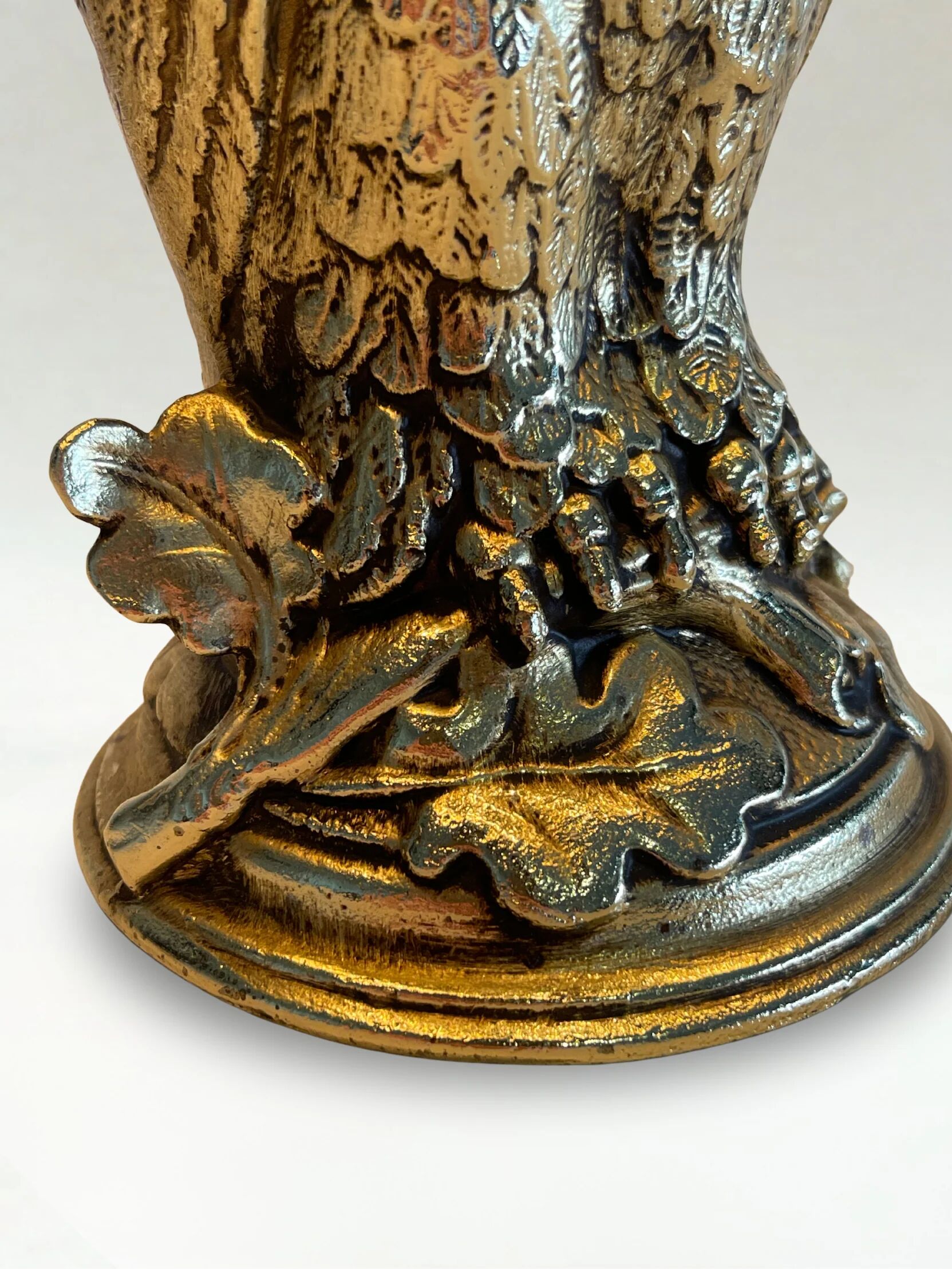 Vintage owl lamp in gold metal – Deknudt – Hollywood Regency style