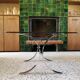 Vintage coffee table 70s in chrome metal and tinted glass