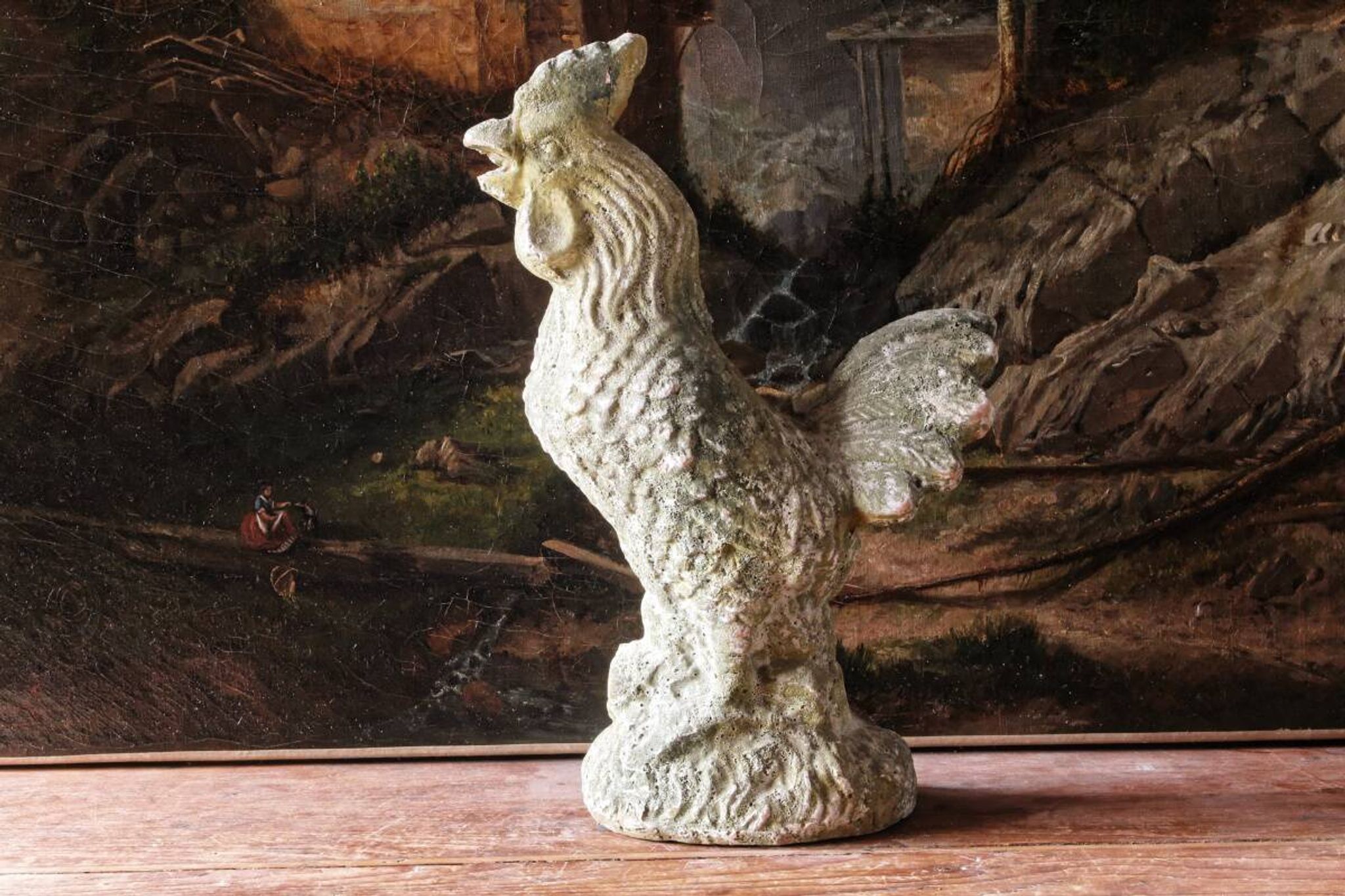 Antique enamelled terracotta rooster
