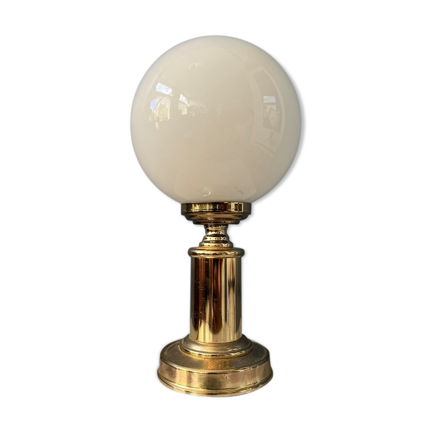 Set of 2 Vintage Golden Opal Glass Desk Lamp