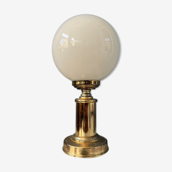 Set de 2 lampe de bureau en verre opalin doré vintage