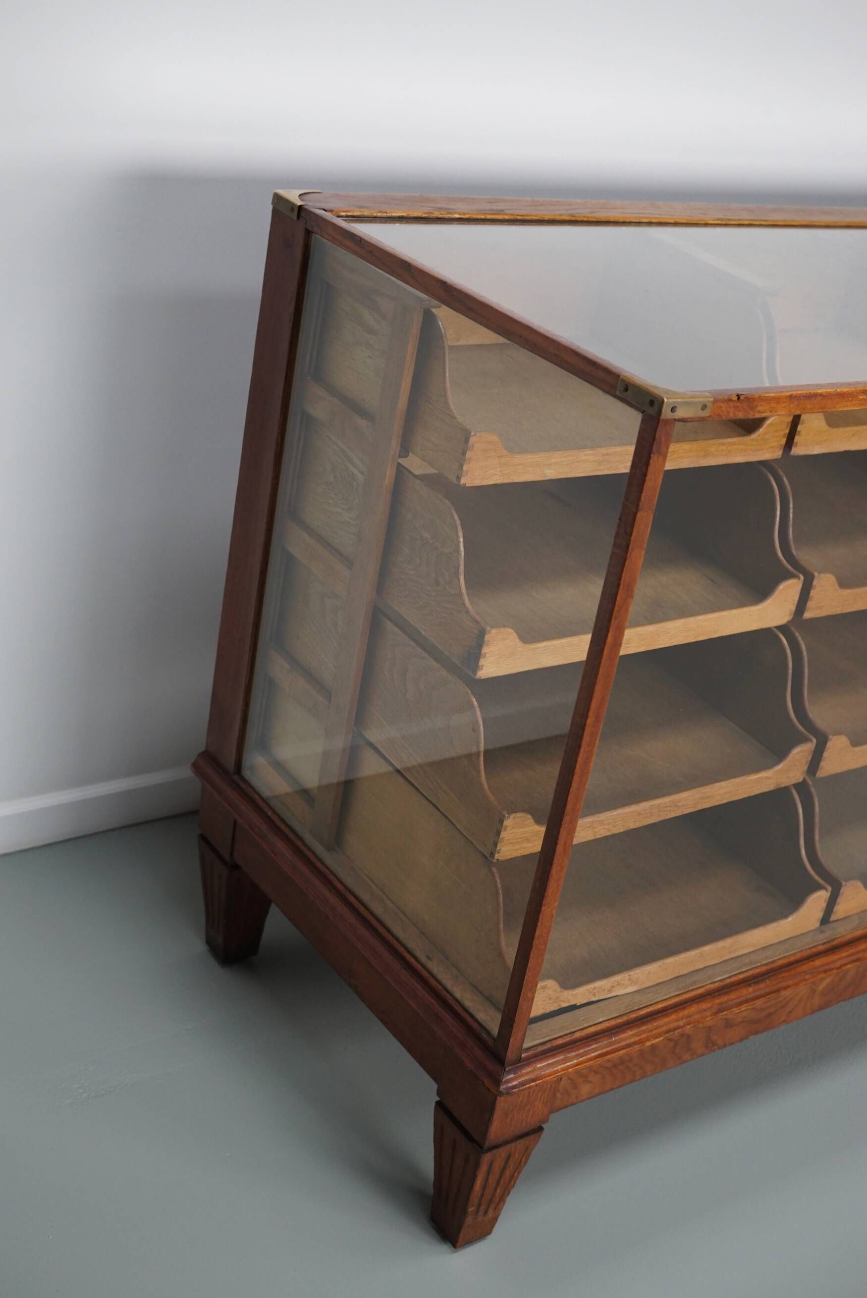 Antique English oak and glass counter/display cabinet, circa 1920-1930
