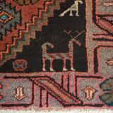 Unusual Signed Hand woven vintage rug - Tribal with animal motifs