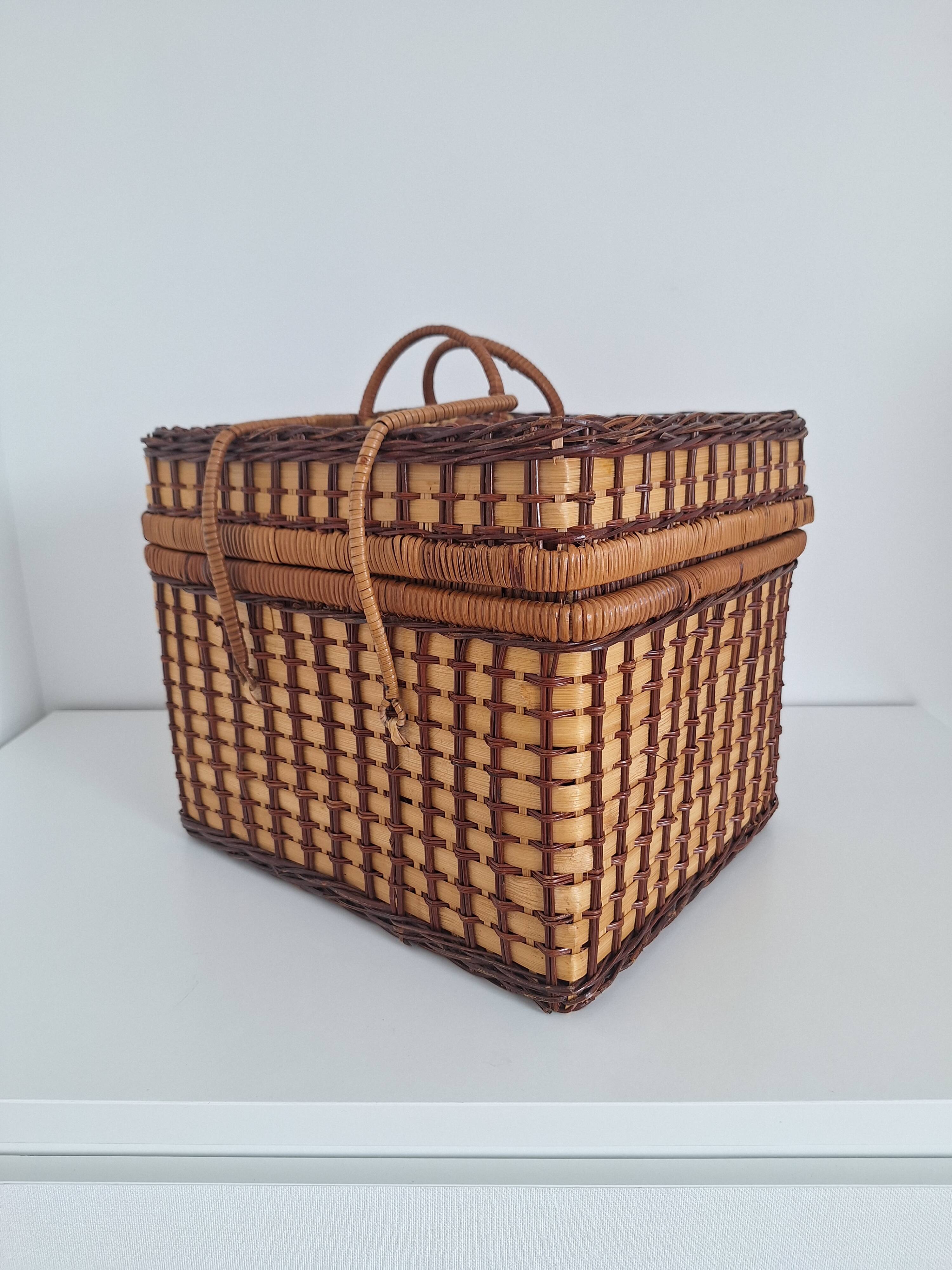 Vintage wicker suitcase
