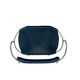 Contemporary sculptural bar stool c. Aged Silver Metal Backrest and Navy Blue Leather