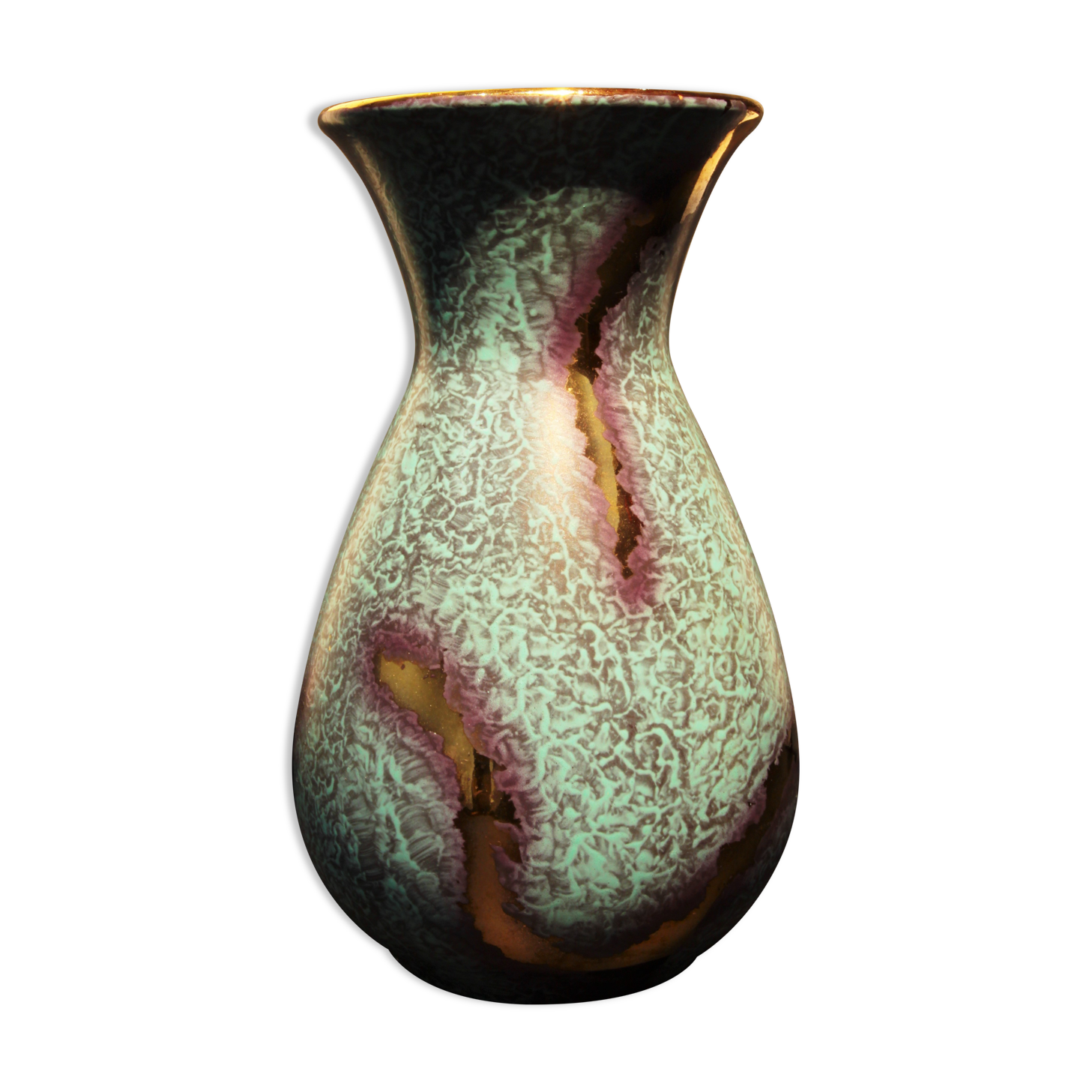 Jasba vase with blue and gold patina (c. 1950-1960)