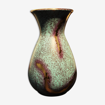 Jasba vase with blue and gold patina (c. 1950-1960)