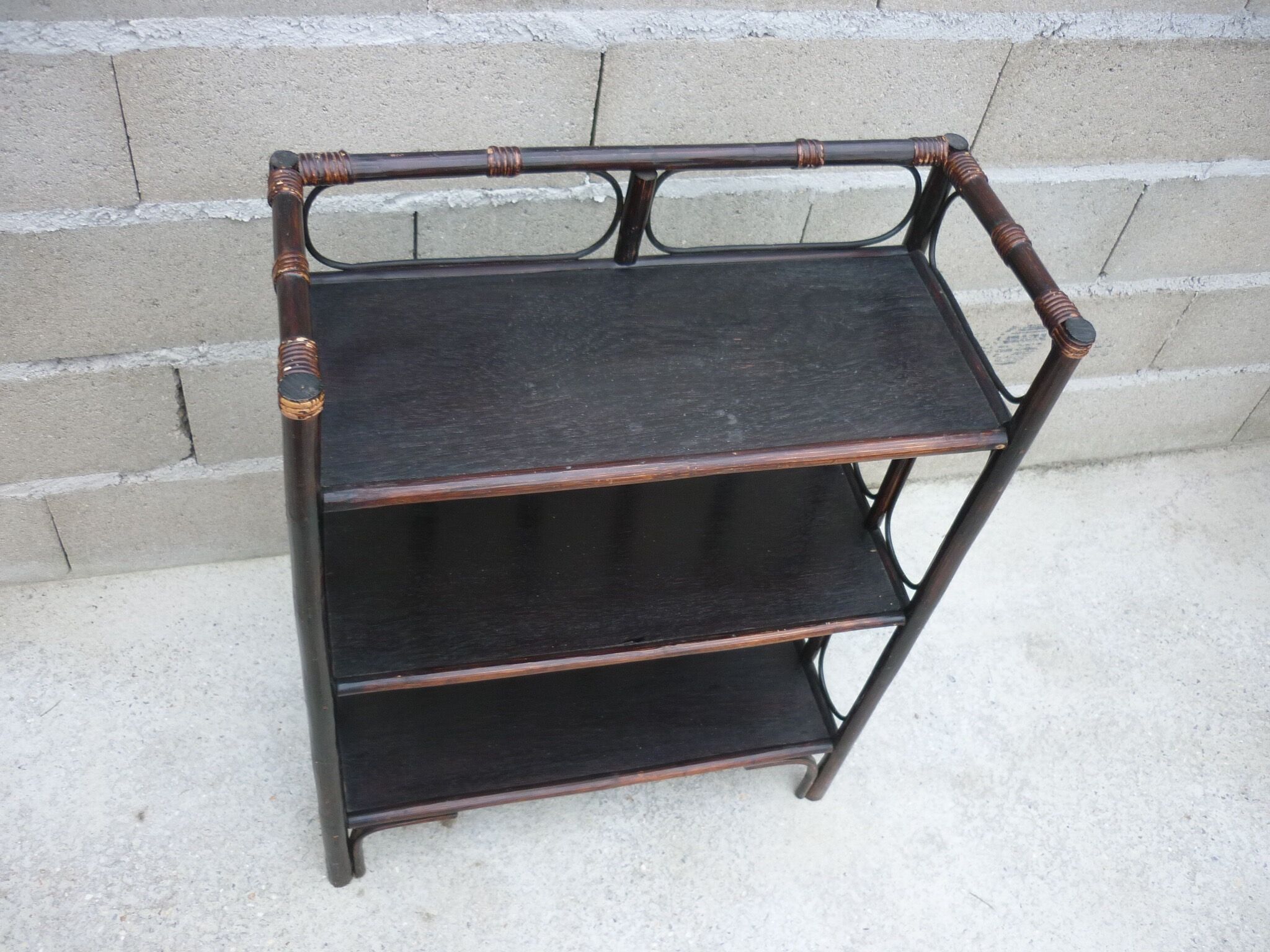 Bamboo and dark rattan shelf