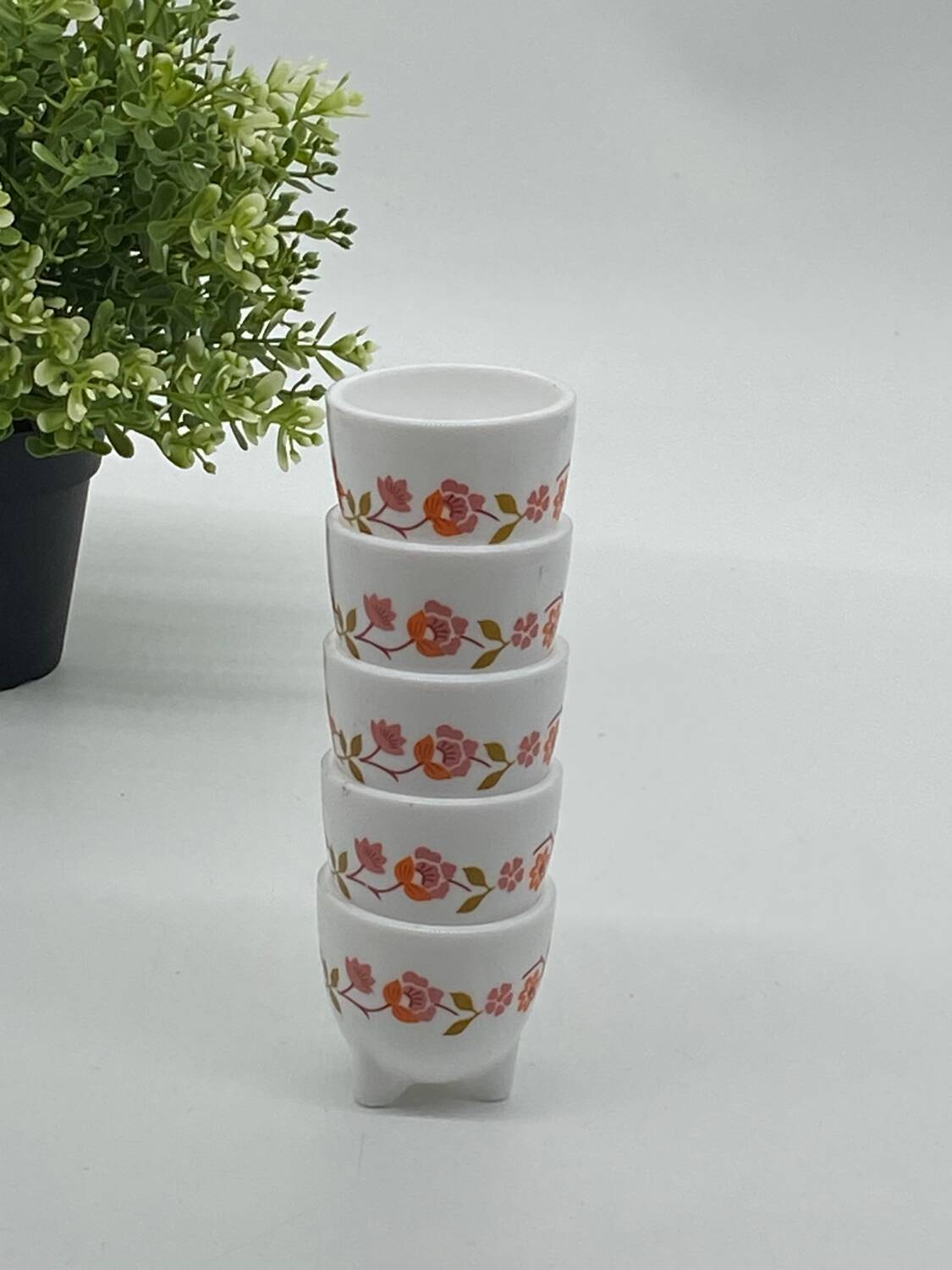 Set/lot of arcopal france egg cups, scania, vintage, flowers